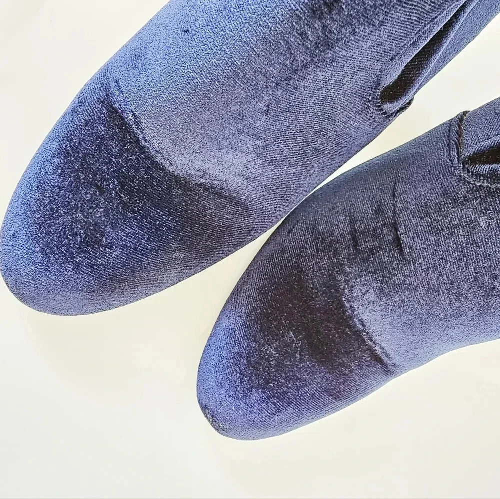 Steve Madden Size 7 Edit Ankle booties velvet royal blue sapphire chunky Heel - Picture 8 of 10